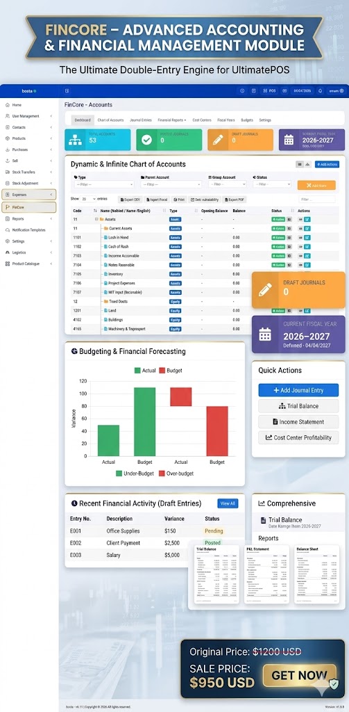 FinCore – Advanced Accounting & Financial Management Module for UltimatePOS